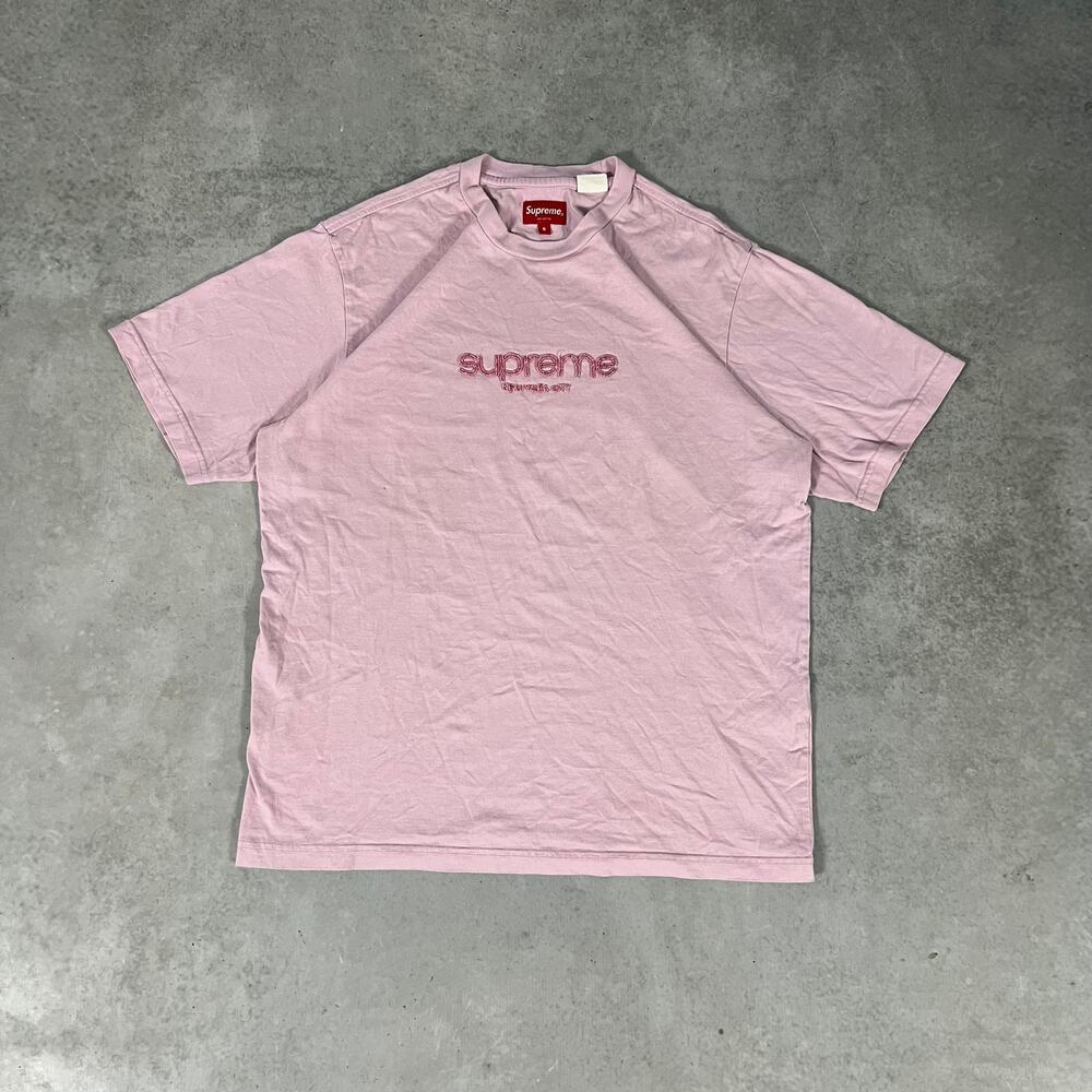 Supreme Beaded Logo Men's Size Small Short-Sleeve Top Pink SS22